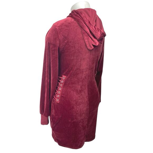 Rue21 Velvet Velour Long Sleeve Hooded Hoodie Sweatshirt Mini Dress Size XL - Picture 2 of 4